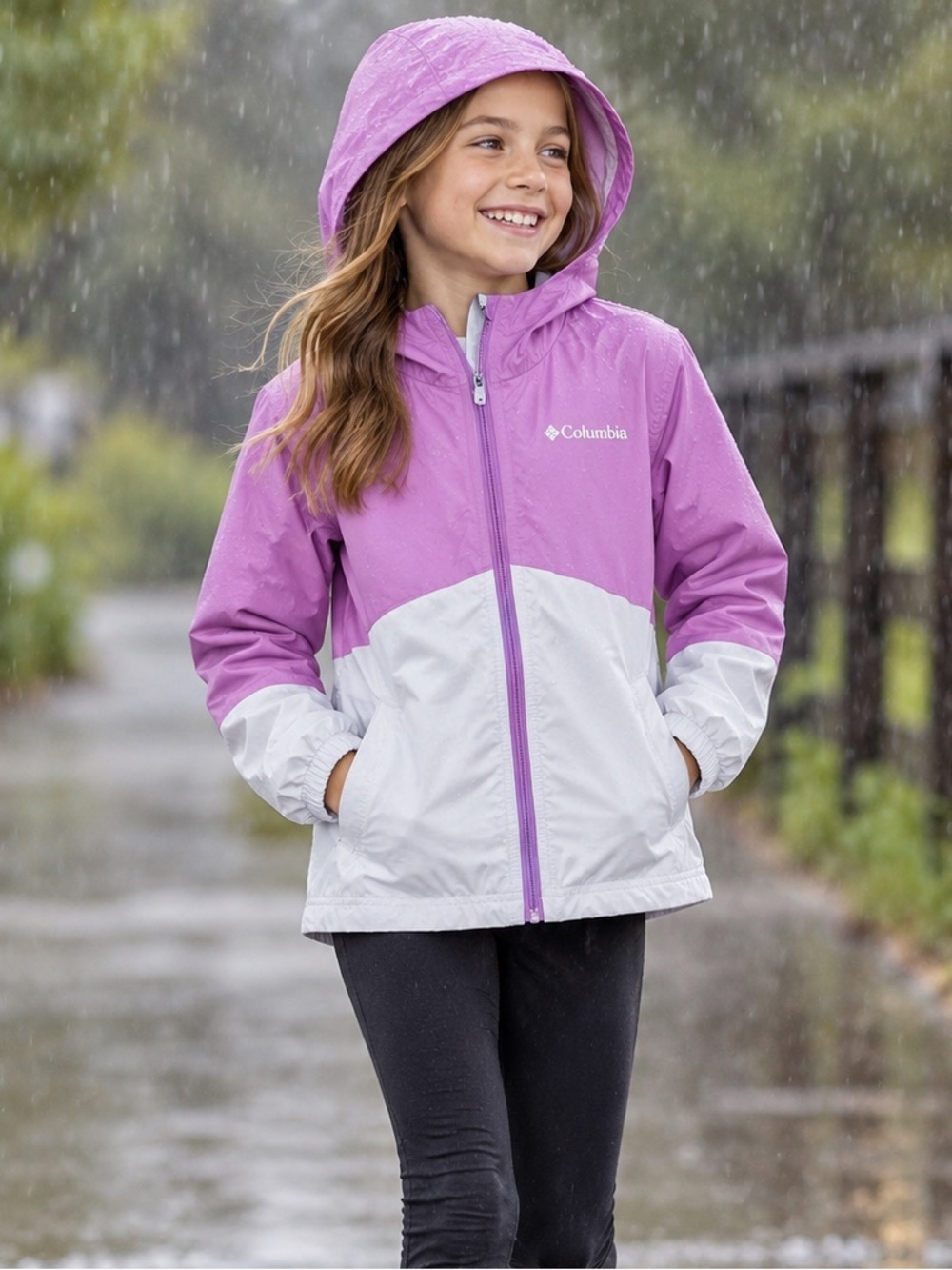 Columbia girls full zip rain-Zilla raincoat Size medium 10/12